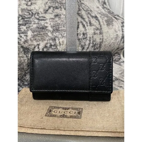 Gucci Guccissima Trifold Leather Key Case in Black - Picture 1 of 7